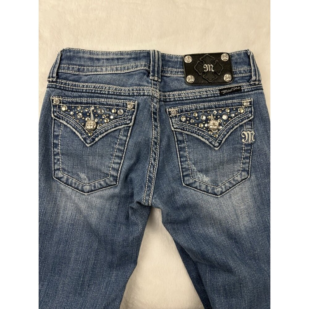 Miss Me Standard Skinny Jeans Woman's Sz 26 Embellished Pockets Blue Denim JW514 - Picture 2 of 12
